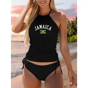 Retro Jamaica Flag Vintage Jamaican Travel Souvenir Boy Girl Two Piece Swimsuit
