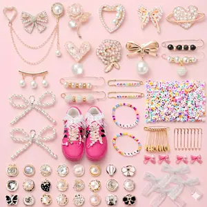 IVASKY 415 Pcs Shoe Charms for Sneakers Junk Socks Kit, Letter Beads Gold Brooches Pearl Rhinestone Safety Pins DIY Sock Jewelry Women Girls Teens