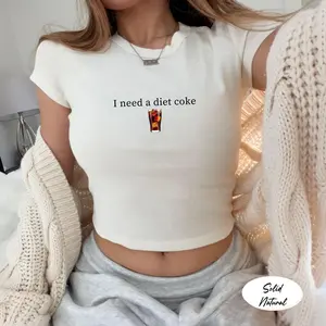 I Need A Diet Coke Baby Tee, Bella Canvas 1010 Crop Shirt, Diet Coke Graphic T Shirt, Coke Lover Crop Top