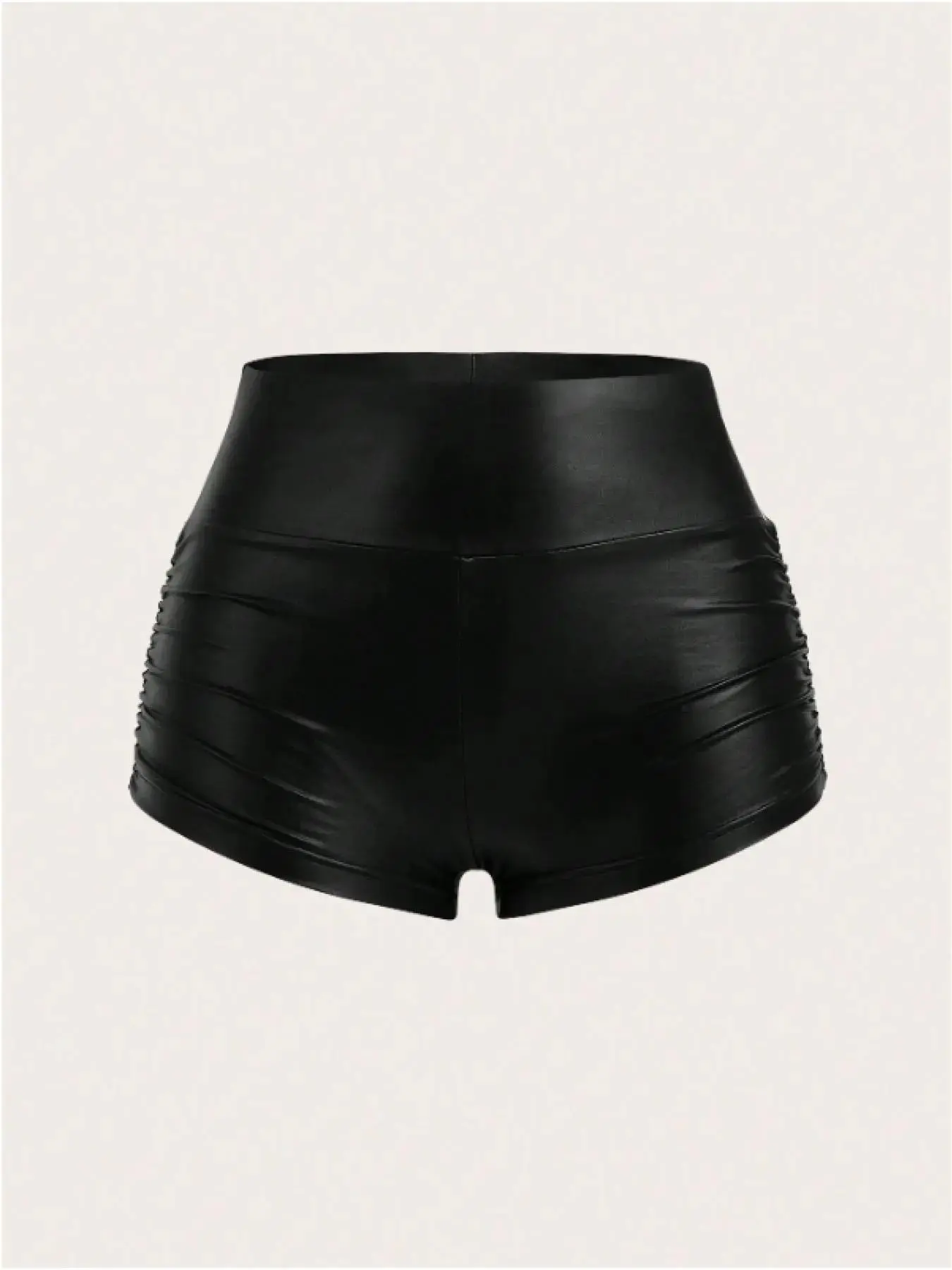 Women's Solid Color PU Leather Shorts, Fashion Chic Aesthetic Casual High Waist Skinny Fitted Shorts for Daily Outdoor Wear, Ladies Bottoms for Spring