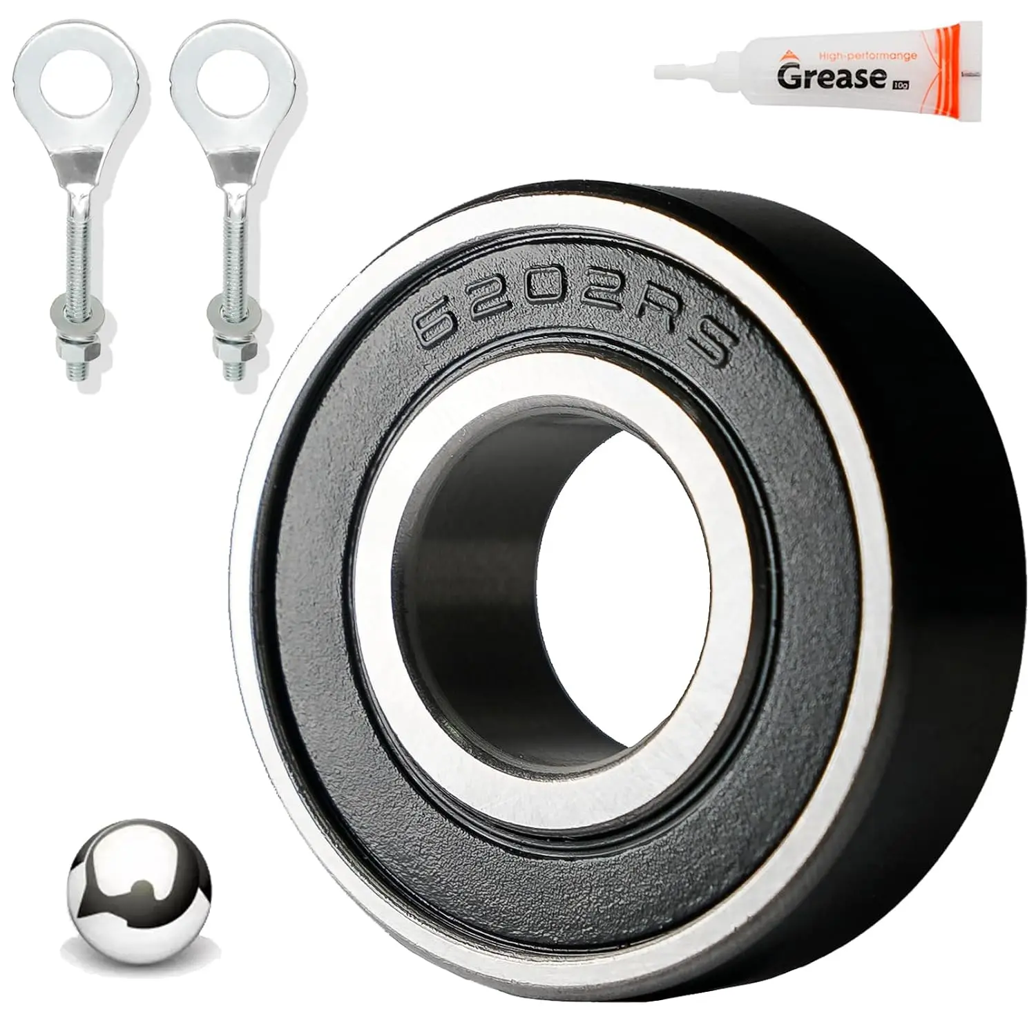 JMCHstore 4 6202RS Racing Wheel Bearing w/Chain Tensioner for Coleman BT200X CT200U CT200UEX, Massimo MB200 Mini Bike, Axis M200 Front & Rear Wheels Bearings Replacement Parts