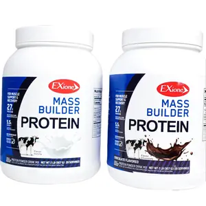 Exione Mass Builder Protein Powder Vanilla & Chocolate Flavor 27g Protein 2 lb Powder Drink Mix 20 Servings per Jar for Muscle Support