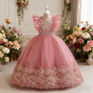 365 Princess Girls Long Dress Embroidery Long Dress Children's Birthday For Holiday Wear Girl Skirt Flower Girl Dress Princess Formal Dress