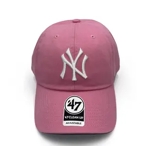 ’47 Brand BALLPARK ’47 CLEAN UP Cap NY Yankees Pink Classic Adjustable Everyday Style Soft Cotton Feel Curved Brim