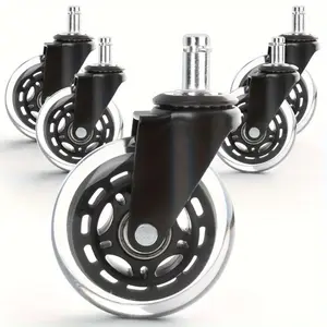 Heavy Duty Office Chair Casters, Rubber Swivel Wheels, Furniture Moving Wheel, Safe for Smooth Floors, Stylish Replacement for Office Chairs, Metal Construction, Non-Compatible with IKEA Chairs