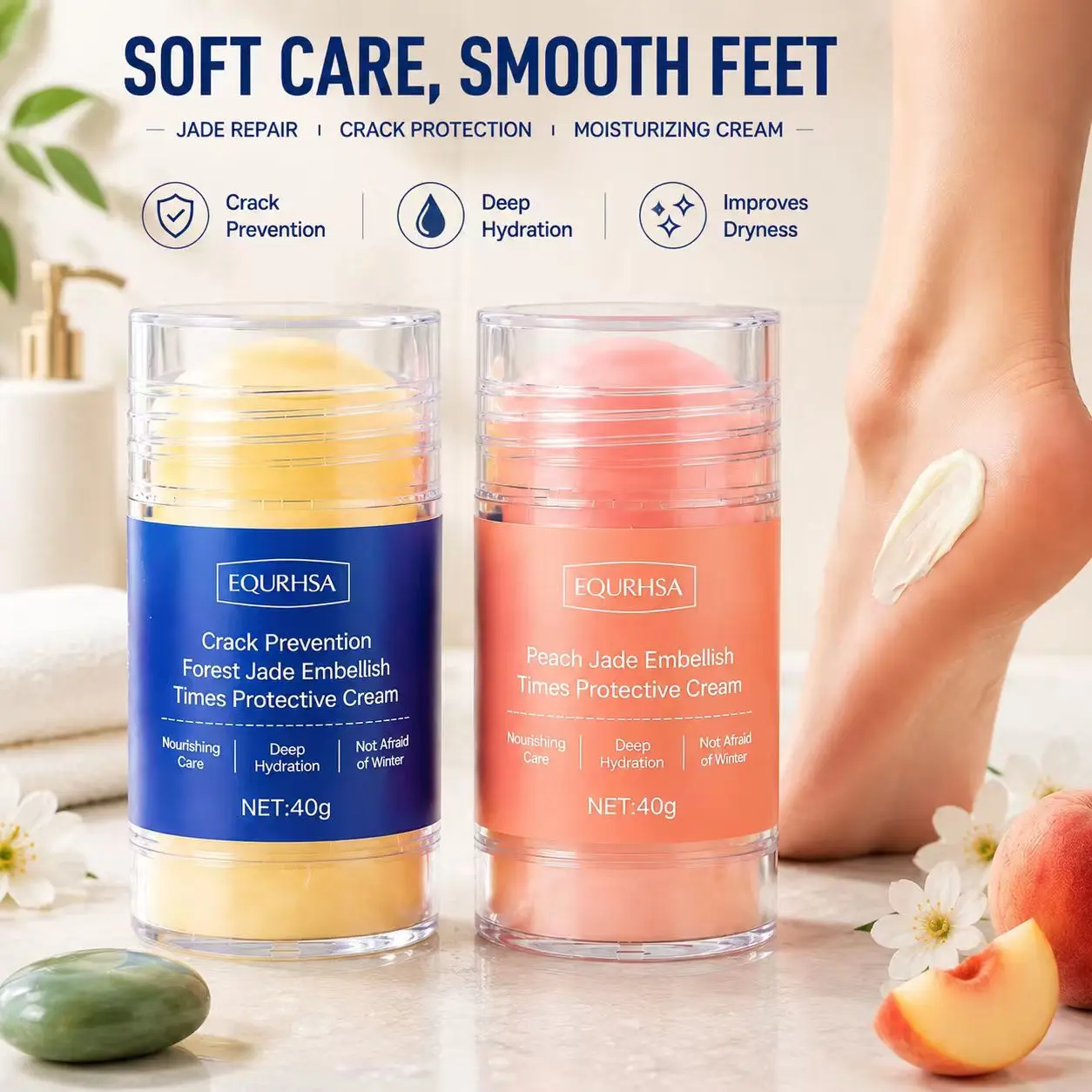 [Buy One Get One Free] Foot Care Cream, Anti-Cracking Foot Cream, Moisturizing, Anti-Cracking, Softening and Nourishing Cream, Suitable for Dry, Cracked Feet, Removes Dead Skin and Moisturizes Dry Skin, Moisturizing Cream, Foot sanitize  treatment heel