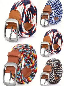 Men Women Elastic Golf Belt, Unisex Design, Large Size Rubber Material Square Alloy Buckle, Perfect Gift for Valentine Father Thanksgiving Day