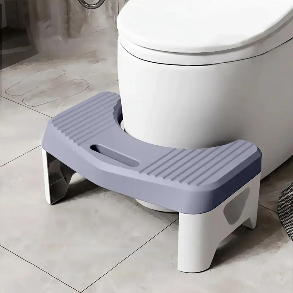 Toilet Potty Stool for Adults, Poop Stool Squat Adult for Bathroom Pooping, Plastic Toilet Steps Squatting Potty, Plastic Footstool, Plastic Portable Footstool, Gray/White