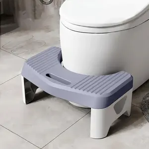 Toilet Potty Stool for Adults, Poop Stool Squat Adult for Bathroom Pooping, Plastic Toilet Steps Squatting Potty, Plastic Footstool, Gray/White