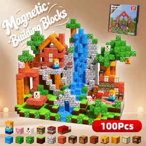 Magnetic Building Blocks Set 100 Pieces, Stem Montessori Sensory Toy, Magnetic Construction Bricks, Ages 4-8, Christmas Birthday Gift