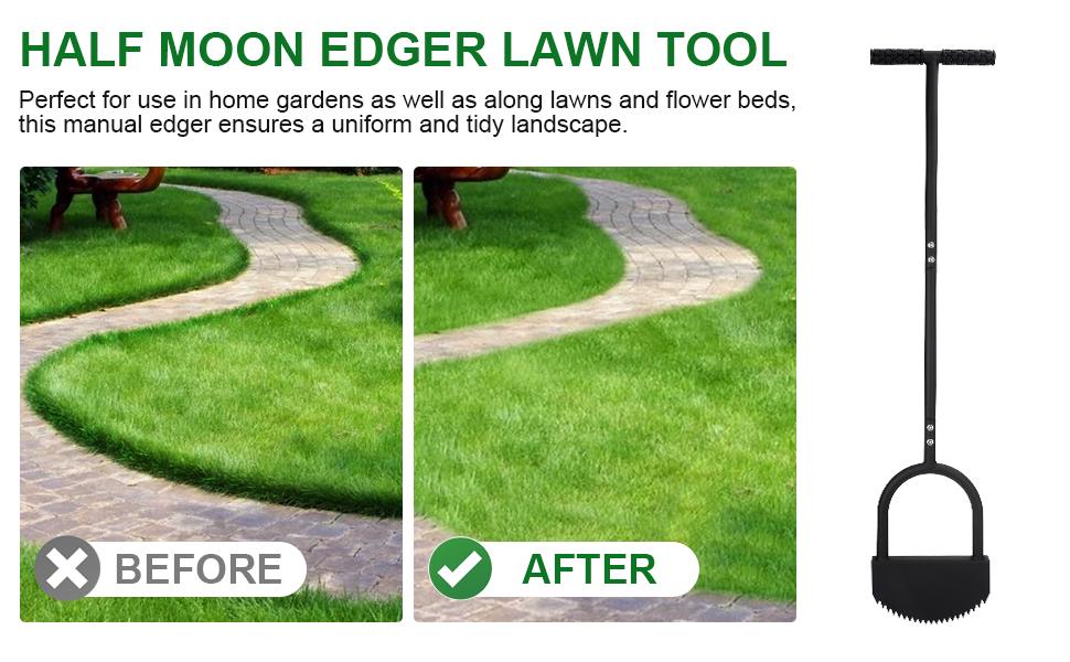 2-in-1 Lawn Aerator Spike Metal Manual Half Moon Tool with 12 Stainless Spikes 2 Replacement Heads for Compact Soil Garden Sidewalk Flower Beds Gardening Set Puller