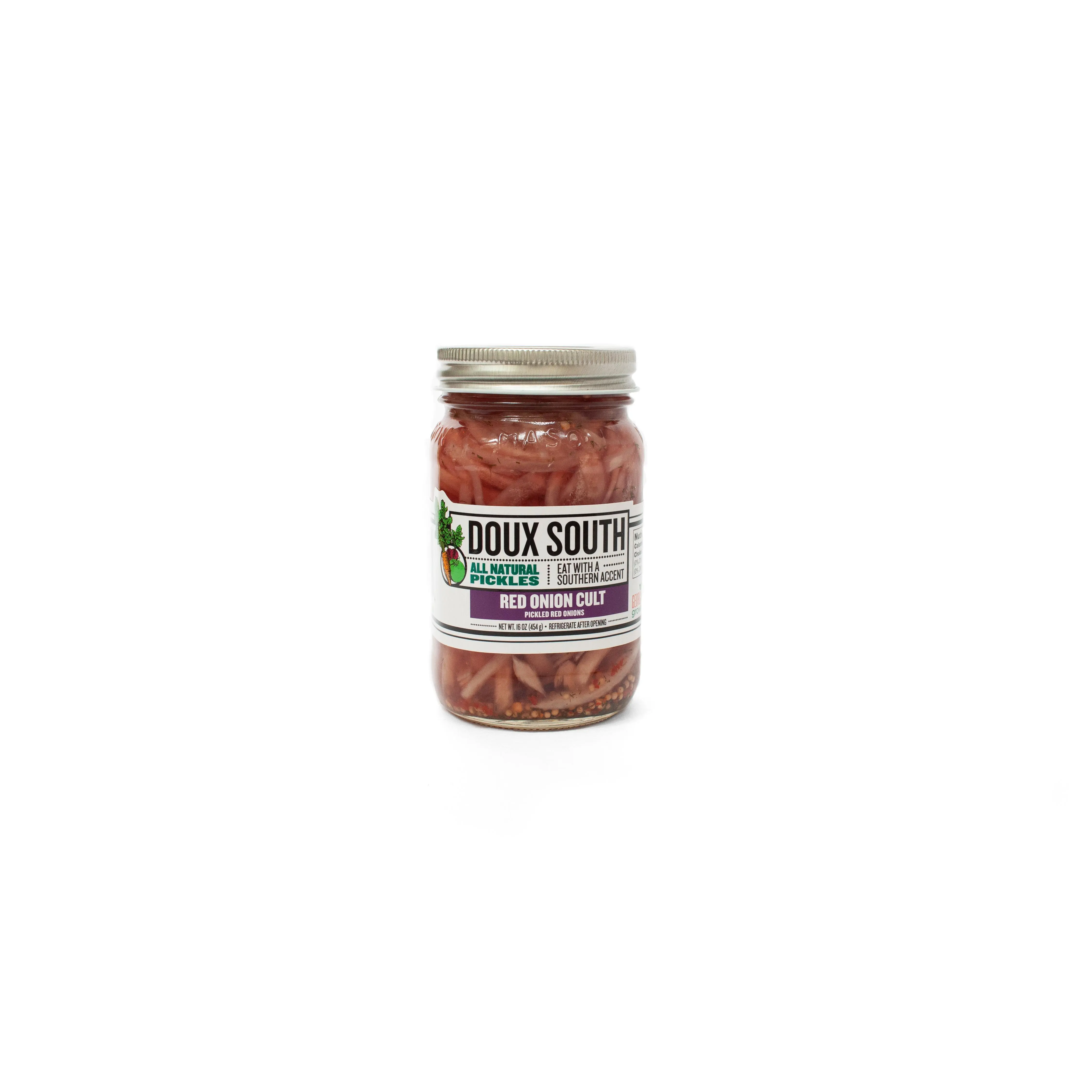 Doux South Natural Pickled Red Onion Cult - 16 oz Pantry Food, Sweet and Crunchy, Contains Red Onion, Exceptional Flavor, Ideal for Salad, Burger