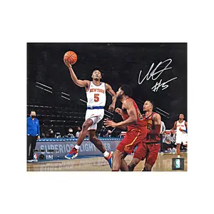 Immanuel Quickley New York Knicks Autographed Drive vs Cleveland 8x10 Photo (CX Auth)
