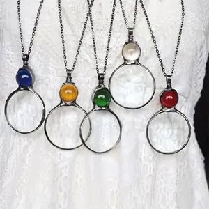 1pc Round Magnifying Glass Pendant Necklace - Fashionable Jewelry for Reading, Mother's Day Gift, Unique Decoration with Chain and Lens - Perfect Accessory for Book Lovers and Seniors