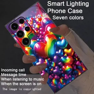 Colorful intelligent voice controlled luminous Lights phone case suitable for S26Ultra/S25Ultra/S24/S22Ultra/S23Ultra/S21Ultra/S20Ultra/S10+/S9+/S10 5G/Note20Ultra/Note10+, Intelligent luminous voice controlled phone case -