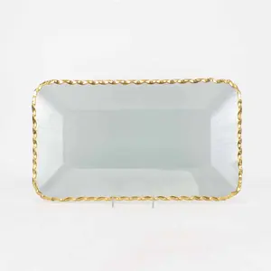 The Royal Standard - Cordova Rectangle Serving Tray   Clear/Gold   16.5x9.5