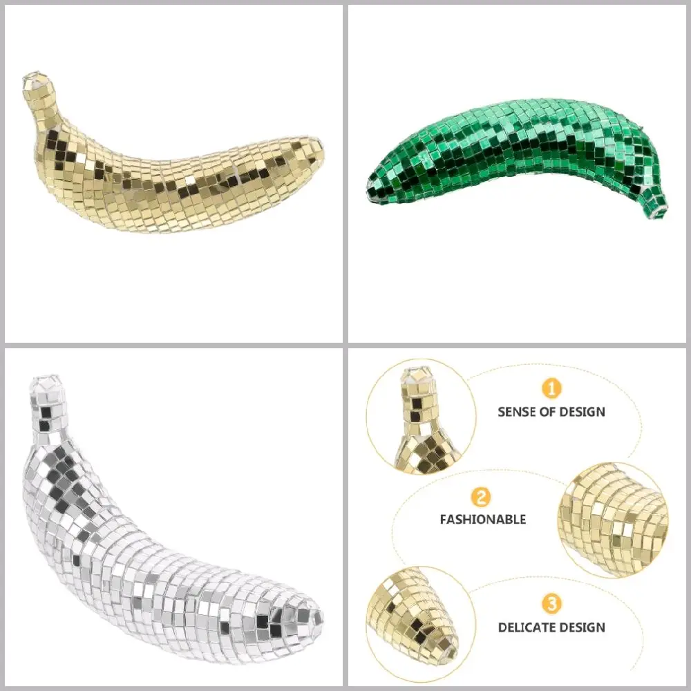 Banana Decor Reflective Fruit Banana Hanging Disco Ball Ornament Mirror Pendants Dj Stage Lighting for Bachelor Party Favor