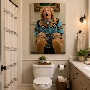 Funny Bathroom Wall Art Movie Poster Print, Humorous Dumb Movie Style Canvas Painting, Unique Bathroom Decor Gift for Him