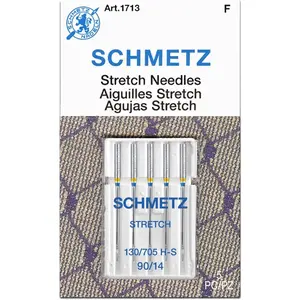 SCHMETZ Stretch Sewing Machine Needles - Precision Needles, Size 90/14, 5-Needle Cards, Pack of 1