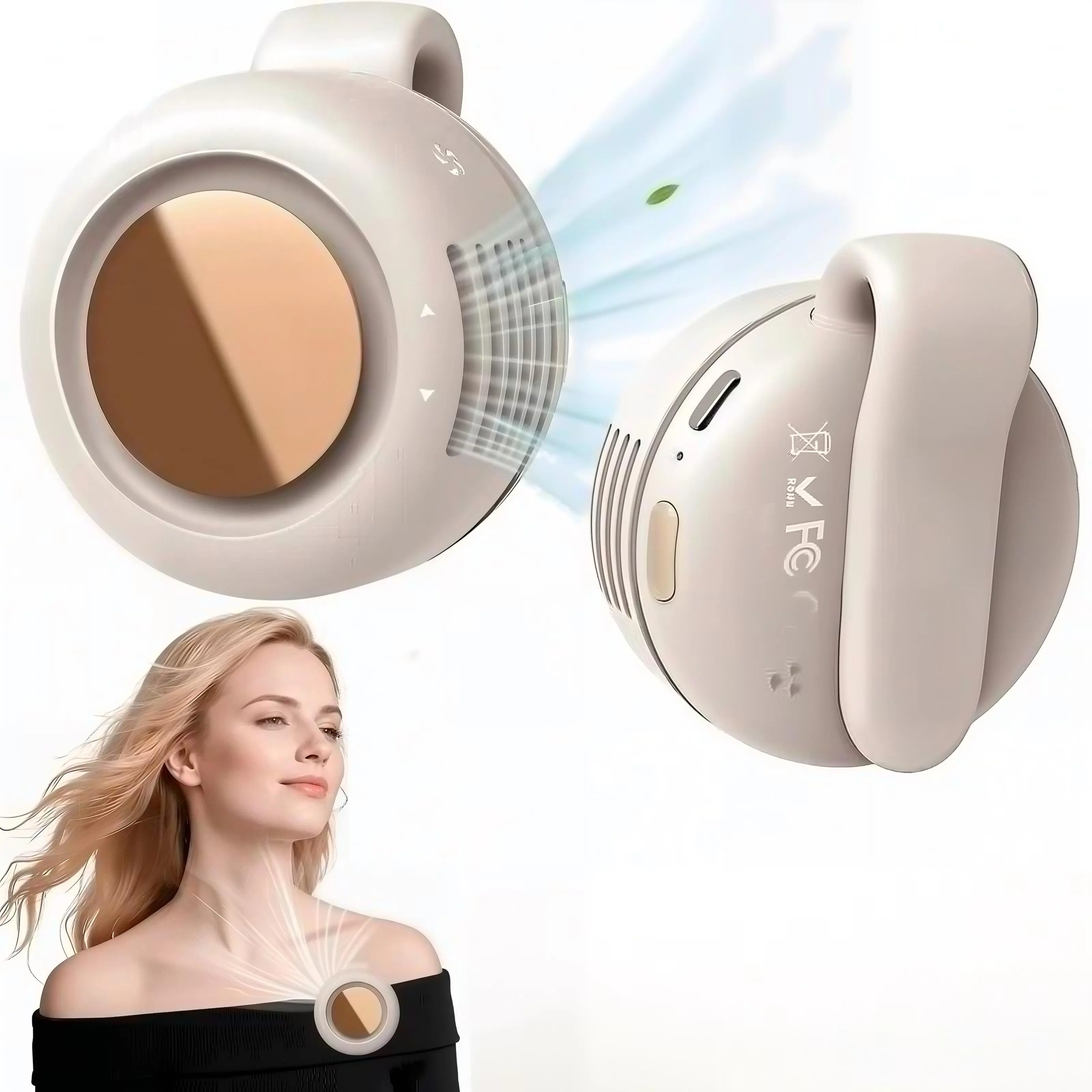 Portable Silent Mini Bladeless Electric Fan,Adjustable 3-speed Suspended Waist Fans,Phone Cooling Fan,Personal Fan,Rotating BodyFan Suitable for Outdoor Travel,fathersdaygift,rechargeable personal fan,handheld turbo fan,Perfect Gift