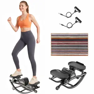 RELIFESPORTS Lateral Rocking Ski Stepper Quiet Low Impact Home Workout Machine with Digital Monitor Resistance Bands Compact Design for Leg Glute Core Training Up to 330 lbs