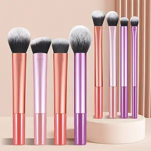 8pcs Makeup Brush Set, Includes Powder, Contour, Blush, Foundation & Eyeshadow Brushes, Nylon Bristles, Ideal for Beginners, All Skin Types