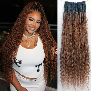 [Eayon] Honey Brown Color Crochet Boho Box Braids 24 Inch