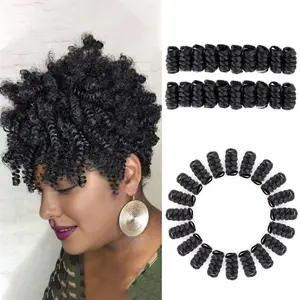 Short Curly Crochet Braids Hair Extension for Black Women 3Packs 10 inch Curl Tapered Cut Jamaican Jumpy Wand Hair Extensions(3*Packs 10'' #1B 16MM)