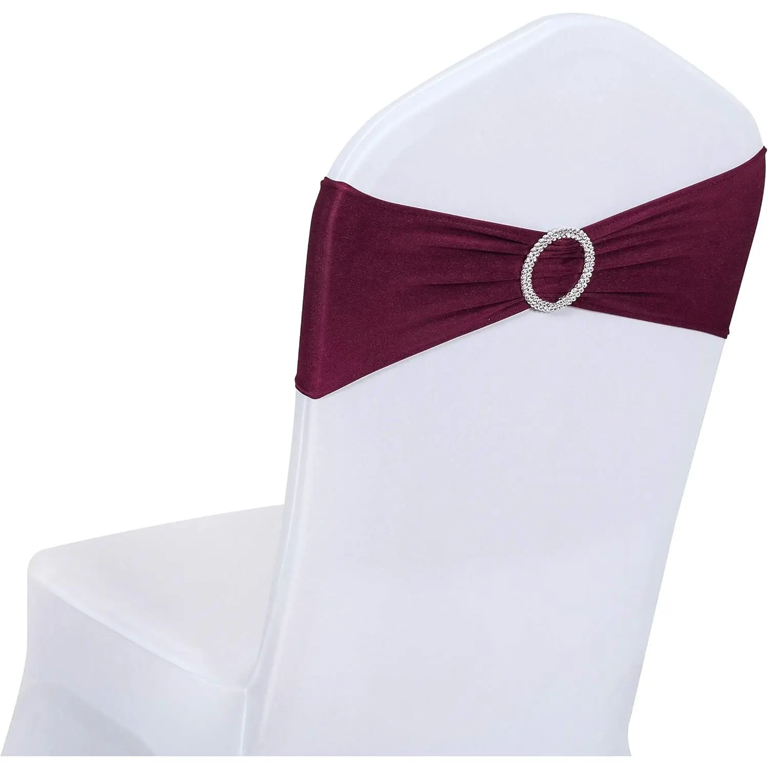 50 PCS Polyester-Spandex Stretch Chair Cover Sashes with Sliding Buckle - Wrinkle Resistant, Affordable, Durable, Modern Elastic Bands for Wedding Decor, Banquet Events