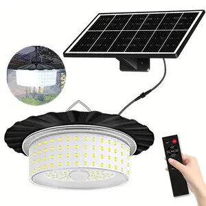 244-LED Solar Pendant Light with Motion Sensor, 360° Wide-angle Waterproof Outdoor Flood Light, 5 Modes with Remote Control, Solar Powered Lamp for Patio and Deck, Safety LED Light for Outdoor Use
