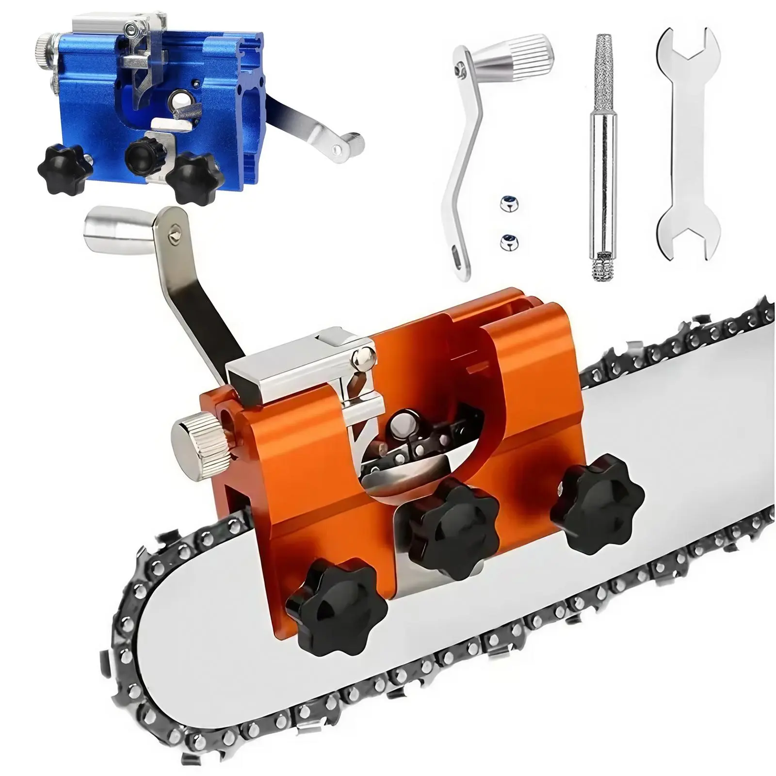 Portable Chain Saw Sharpener Kit, 1 Set Adjustable Chain Saw Sharpening Tool, Easy To Use Handheld Chain Saw Sharpener, Hex Shank Drill Bit, Power Tool Accessories