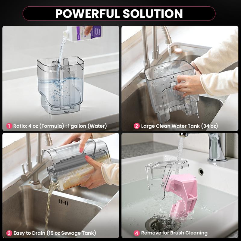 [NewYearSale!] Upholstery Carpet Vacuum Cleaner, 18KPa Suction Spot Cleaning Machine for Pet Stains, Carpets, Sofa, Car Seats, Mattress, with 3 Multipurpose Cleaning Tools, 6'' Deep Cleaning Brush | Portable 3-in-1 Little Pink C9S