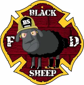 Black Sheep Firefighter Decal Reflective Black Sheep Maltese Cross Exterior Window Decal for Firefighters 3M Material UV Laminate