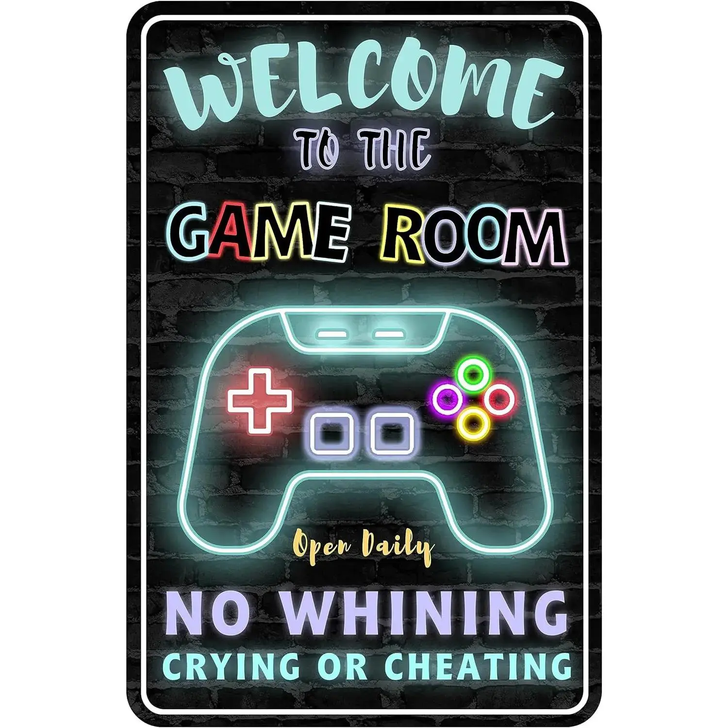 Gaming Room Metal Sign Gamer Wall Decor For Boys Game Room Bedroom Gamers Aluminum Rust 12" X 8", One Size