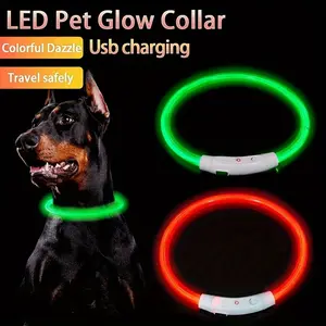 USB Rechargeable LED Dog Collar with Travel Safely, Adjustable Anti-Loss Design, Durable Abs Material and Long-Lasting Lithium Polymer Battery for Pets