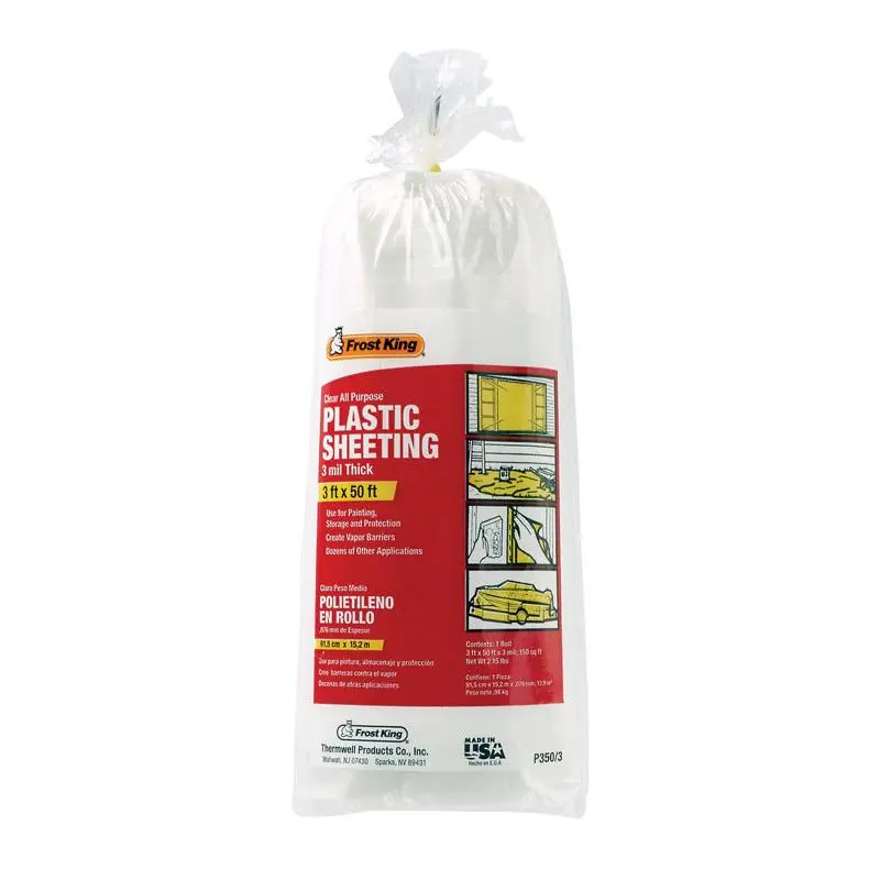 Frost King 5004562 Clear Plastic Sheeting Roll for Doors & Windows, 50 ft. x 3 mil, Protection, Home Improvement, 50Ft Length