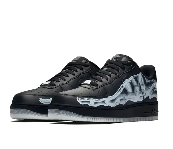Men Women Black Low Top Sneakers Skeleton Bone Graphic Print Clear Sole Fashion Streetwear Flat Skate Shoes Trend Casual Footwear