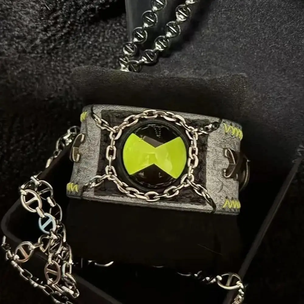 Anime Ben 10 Ben Tennyson Cosplay Bracelet Gothic Punk Handmade Leather Wristband Bangle Jewelry Halloween Accessories