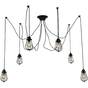 CWI Lighting Tomaso 6 Light 28 inch Black Multi Light Pendant Ceiling Light 9610P28-6-101