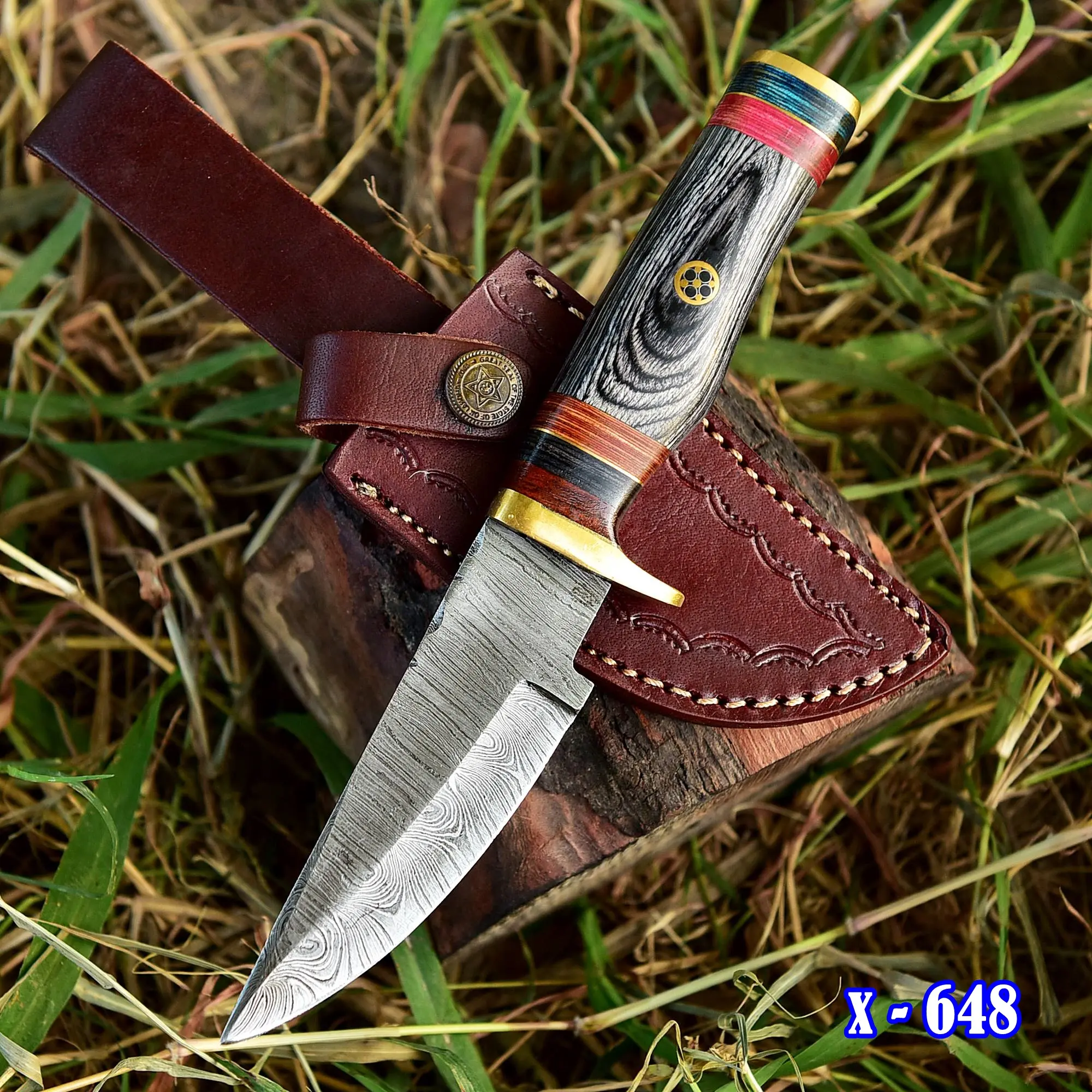 Custom Handcrafted Damascus Steel Fixed Blade chef kitchen Knife Outdoor Knife With Sheath