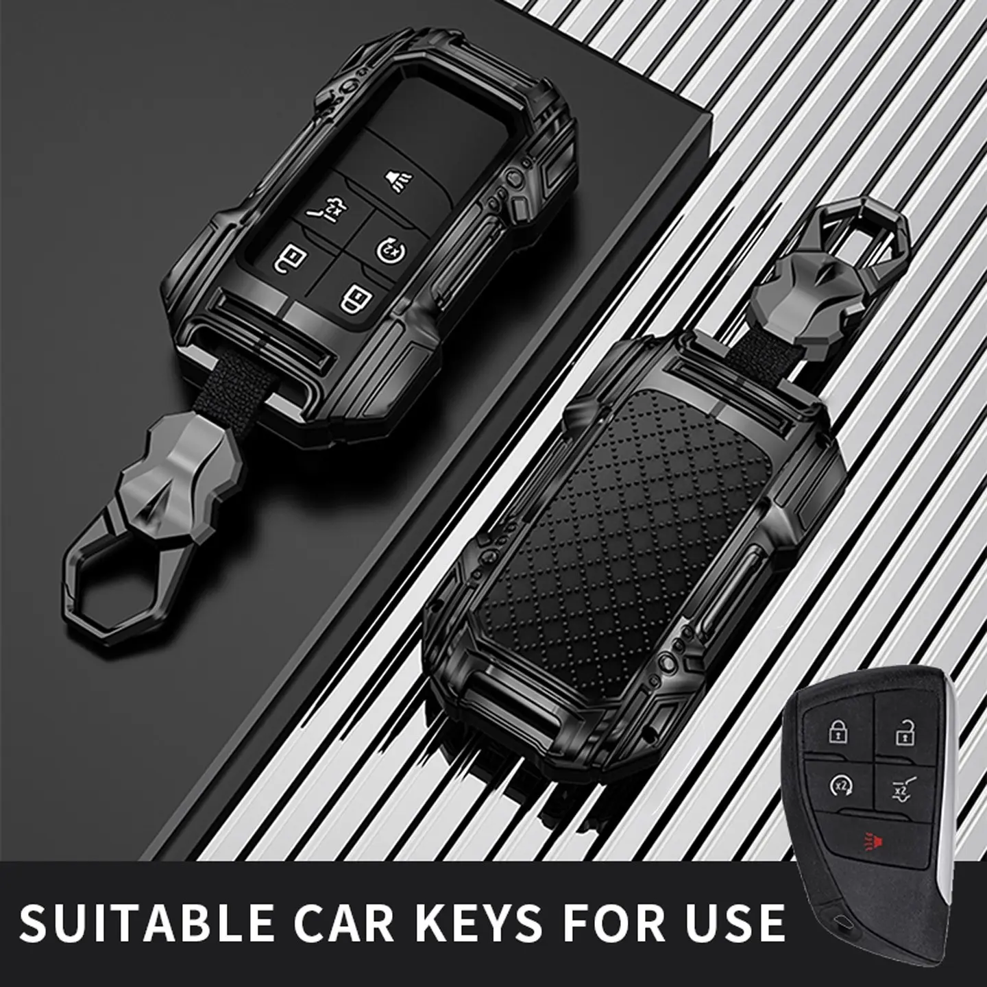 Premium Key Fob Cover Set Car Key Protector Car Key Accessory Key Fob Shell for Chevrolet Gmc Silverado Sierra Tahoe Suburban Equinox Traverse Yukon Denali Terrain Buick Envision, Truck Accessories