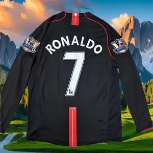 0708 retro long-sleeved black away No. 7 Ronaldo football jersey
