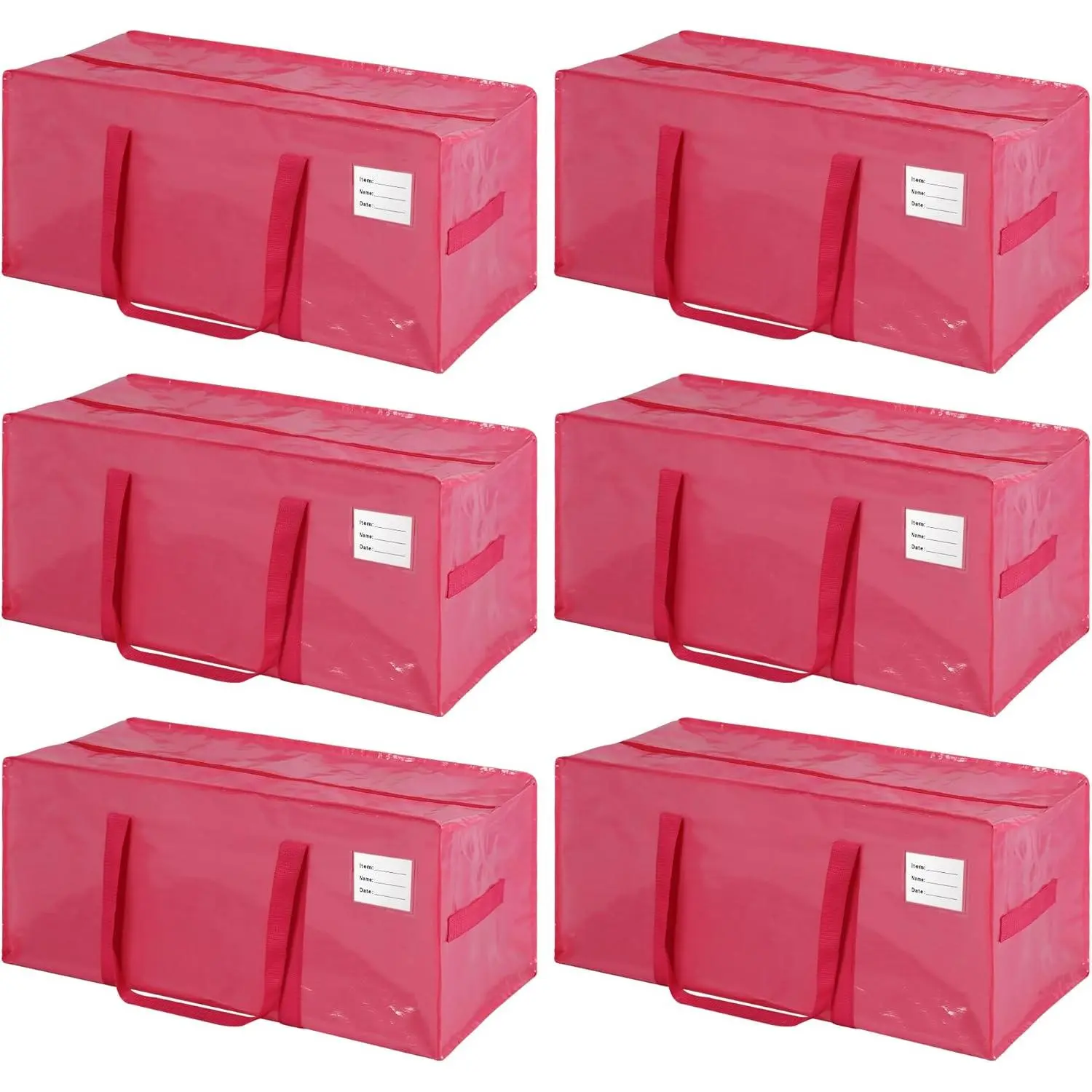 6-Pack Heavy-Duty Multi-Purpose Waterproof Collapsible Storage Bags - XL Zippered Organizer Containers, Puncture-Resistant, Durable, Sturdy, with Reinforced Handles for Clothes, Home Organization, Students