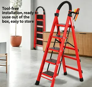 Foldable Household Stairs with Non-Slip Platform and Carbon Steel Stand for Small Apartments and Everyday Home Use