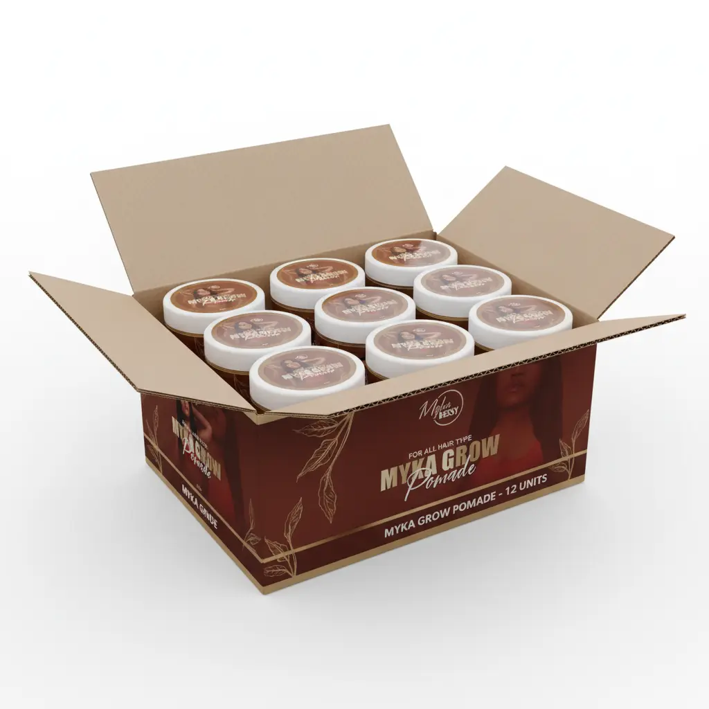 MYKA BOSSY COLLECTION Hair Pomade, Unisex Smooth Styling Balm, Wholesale Display Box Case of 12 x 8 oz Jars for Resale, Smooth Hair Styling, 12 Units