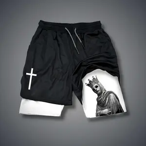 Jesus 80s 90s summer men shorts for men jorts outfit men graphic shorts Double-layer sports shorts Comfortable short shorts summer