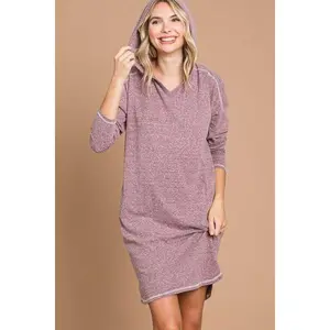 Culture Code Full Size Hooded Long Sleeve Sweater Dress