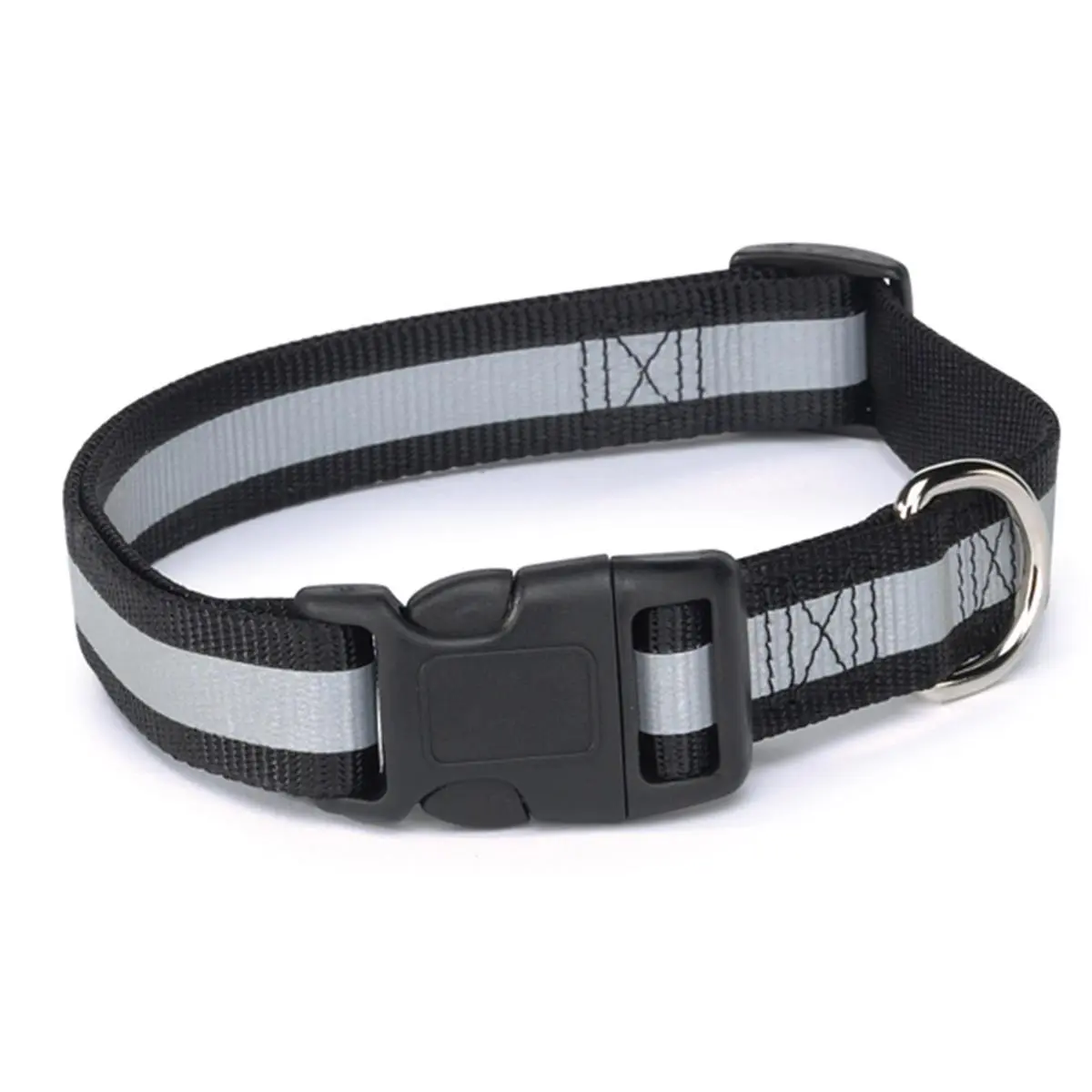 212 MAIN Reflective Adjustable Contoured Dog Collar - Pet Pals Guardian Gear, 10-16 in Black, High Visibility Secure Plastic Buckle