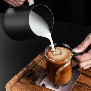 Professional Milk Frothing Pitcher - 20 oz (600 ml) Stainless Steel with Non-Stick Teflon Coating, Matte Finish Barista Coffee Creamer Jug for Latte Art & Cappuccino