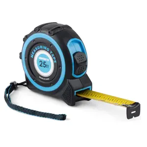 Tape Measure 25FT with Fractions 1/8, Retractable Measuring Tape, Easy to Read, Rubber Protective Casing and Shock Absorbent Case for Carpenter, Surveyors, Engineers and Electricians